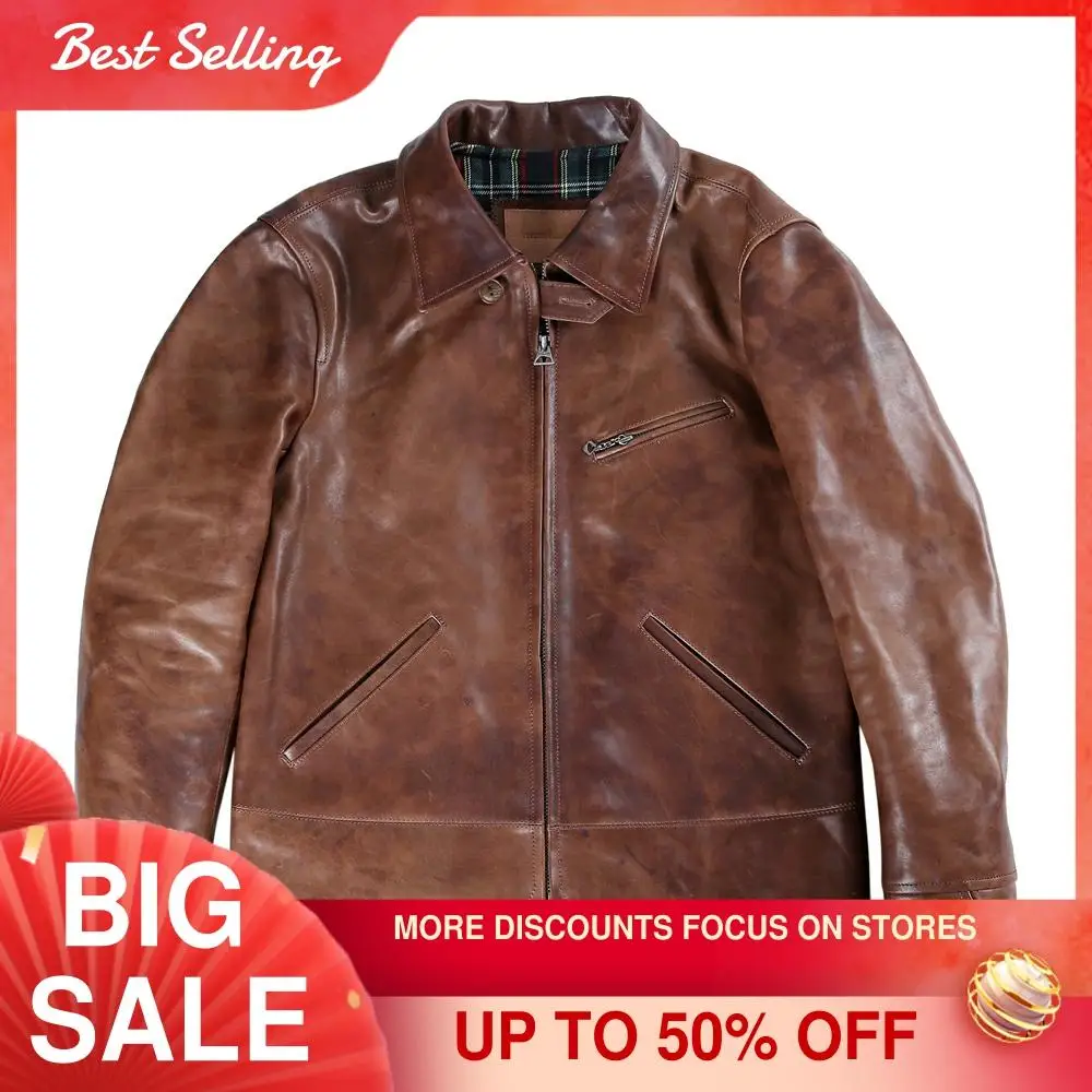 2021 Vintage Brown Japan Casual Style Genuine Leather Jacket Men Large Size 3XL Real Natural Horsehide Spring Slim Short Coat
2021 Vintage Brown Japan Casual Style Genuine Leather Jacket Men Large Size 3XL Real Natural Horsehide Spring Slim Short Coat