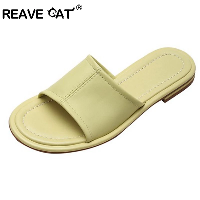 REAVE CATSummer 2021 Women Slippers Natural Genuine Leather Flat Slides Round Toe Sheepskin Ladies Footwear White B2654
REAVE CATSummer 2021 Women Slippers Natural Genuine Leather Flat Slides Round Toe Sheepskin Ladies Footwear White B2654