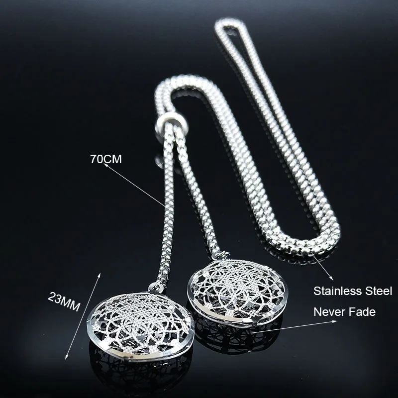 HOT Flower of Life Stainless Steel Long Necklace Women Silver Color Necklace Jewelry Christmas Gift gargantilla N1403S01
HOT Flower of Life Stainless Steel Long Necklace Women Silver Color Necklace Jewelry Christmas Gift gargantilla N1403S01