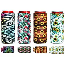 Beer Cans Slim Cooler Sleeve for 330ml Bottles Insulated Neoprene Thermal Coozie Sleeve Bulk Wedding Coca Cola Soda Can Logo