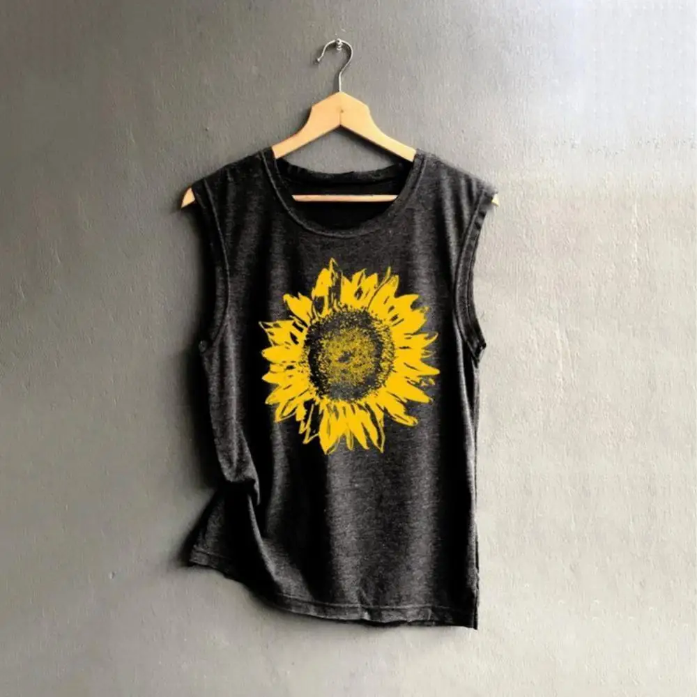 2021 Casual Women Summer Plus Size Vest O Neck Sleeveless Sunflower Print Loose T-shirt Top for Casual Base Daily T-Shirt
2021 Casual Women Summer Plus Size Vest O Neck Sleeveless Sunflower Print Loose T-shirt Top for Casual Base Daily T-Shirt