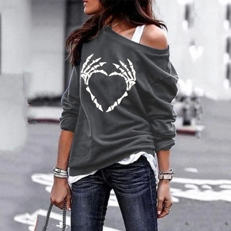 S-5XL Plus Size Gothic Skeleton Pattern Sweatshirts for Women Long Sleeve Off The Shoulder Clothes 2020 Fall Winter Tops Female 
S-5XL Plus Size Gothic Skeleton Pattern Sweatshirts for Women Long Sleeve Off The Shoulder Clothes 2020 Fall Winter Tops Female