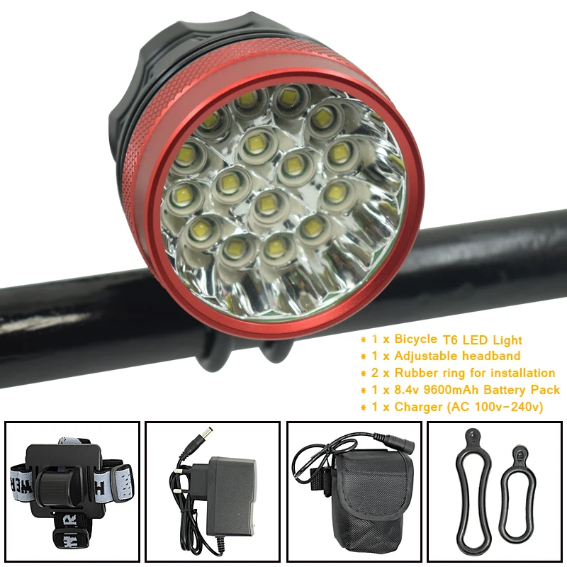 Super Bright Bike Light 40000lm 16 * XML-T6 Bicycle Front Light LED Lamp 3 Modes Headlight Outdoor Cycling lamp Bike Accessories
Super Bright Bike Light 40000lm 16 * XML-T6 Bicycle Front Light LED Lamp 3 Modes Headlight Outdoor Cycling lamp Bike Accessories