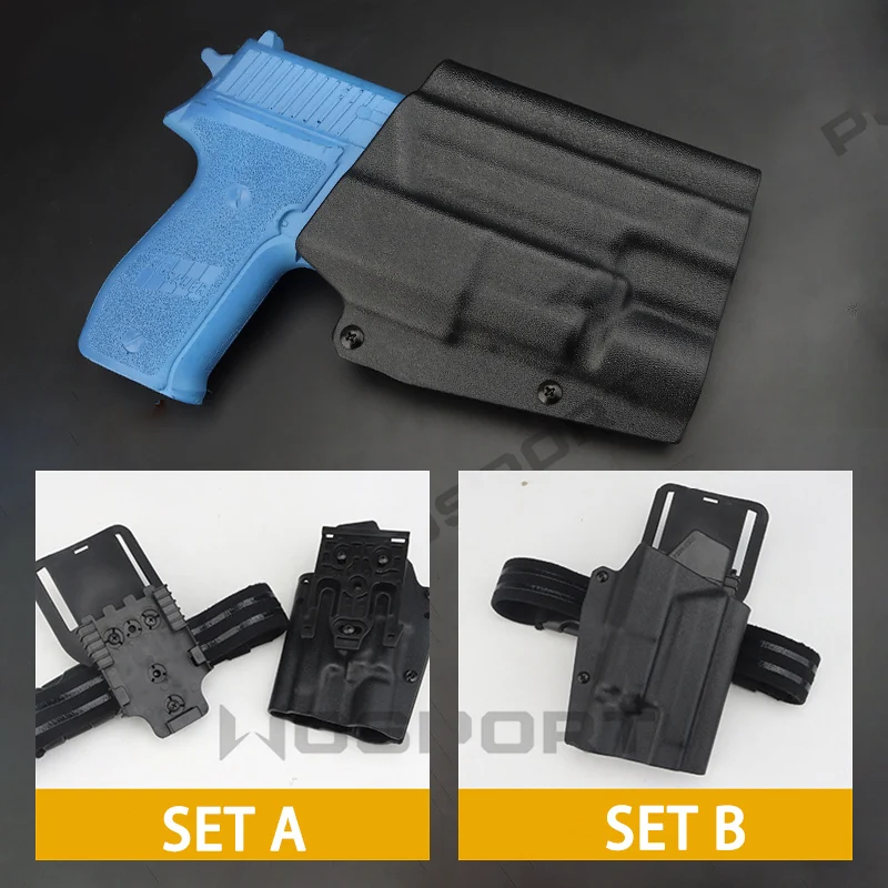 OWB Kydex Gun Holster Sig Sauer P226 Pistol Holder Drop Leg Thigh Holster with X300 Flashlight Holster Case Airsoft Accessory 
OWB Kydex Gun Holster Sig Sauer P226 Pistol Holder Drop Leg Thigh Holster with X300 Flashlight Holster Case Airsoft Accessory