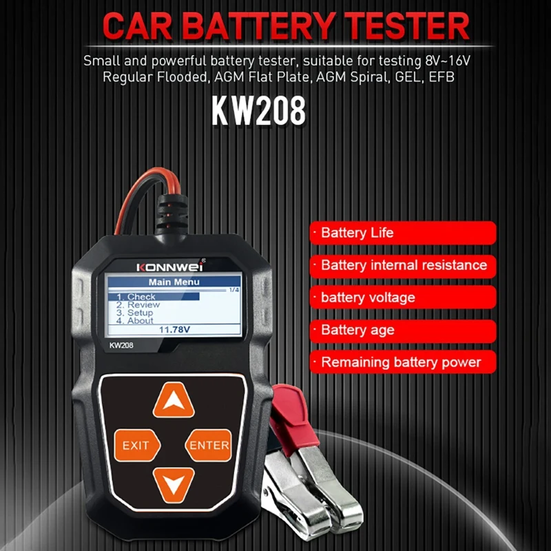KONNWEI KW208 Батарея Тесты er Автомобильный цифровой 12V 100-2000CCA автомобильной Батарея Ёмкость Тесты er Тесты инструмент
KONNWEI KW208 Батарея Тесты er Автомобильный цифровой 12V 100-2000CCA автомобильной Батарея Ёмкость Тесты er Тесты инструмент