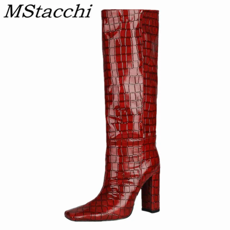 MStacchi Women's Knee-length Boots Crocodile Print Plush In Sexy Square Heel Patent Leather Boots Designer Shoes ladies Luxury
MStacchi Women's Knee-length Boots Crocodile Print Plush In Sexy Square Heel Patent Leather Boots Designer Shoes ladies Luxury