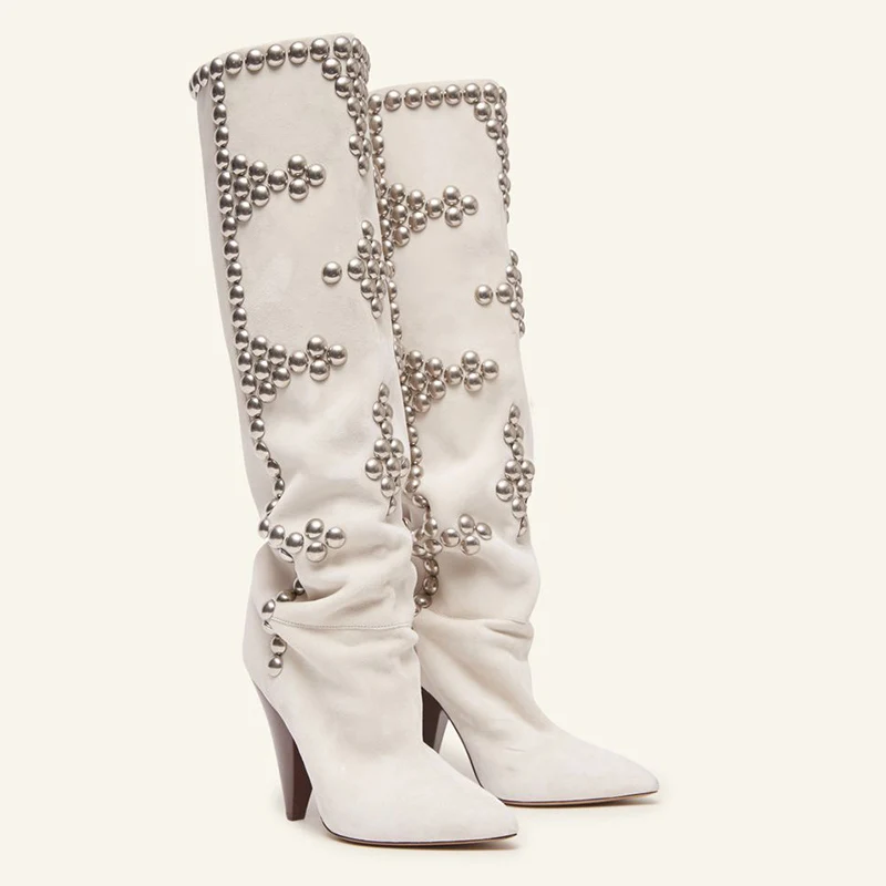 2021European And American Fashion Short Boots Knee Riveted Boots Slope Heel Pointed Fashion Show Knee Boots Knight Boots
2021European And American Fashion Short Boots Knee Riveted Boots Slope Heel Pointed Fashion Show Knee Boots Knight Boots