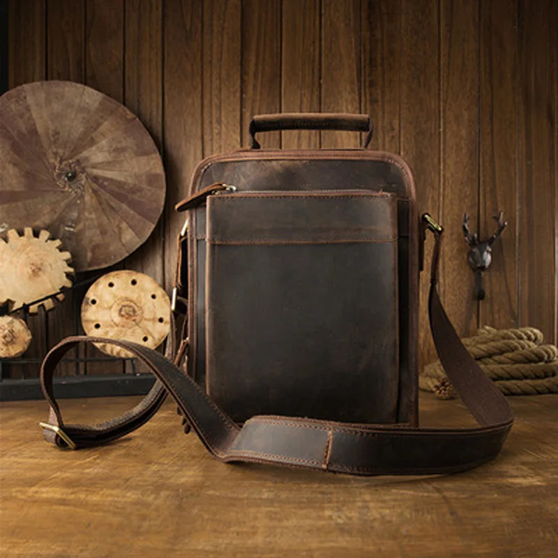 Original genuine leather crazy horse leather men's shoulder bag messenger bag briefcase casual first layer cowhide retro vertica
Original genuine leather crazy horse leather men's shoulder bag messenger bag briefcase casual first layer cowhide retro vertica