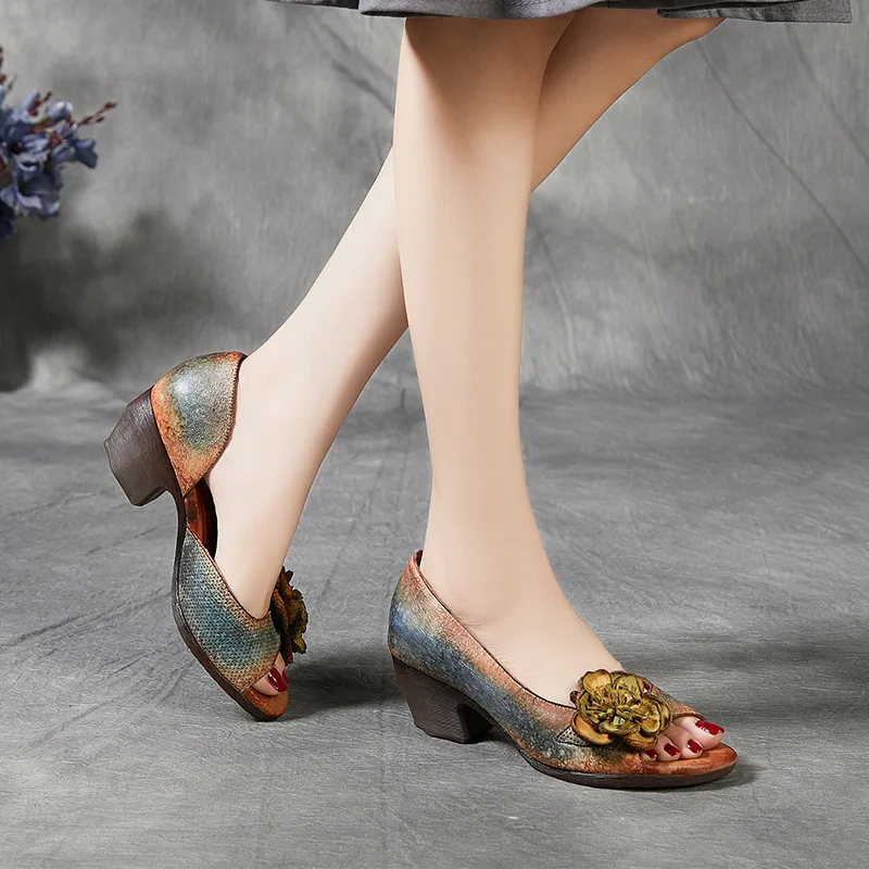 Women Genuine leather Retro Flower Single Shoes Vintage Thick High heels Pointed Toe Handmade Pumps Women's Shoes 2020
Women Genuine leather Retro Flower Single Shoes Vintage Thick High heels Pointed Toe Handmade Pumps Women's Shoes 2020