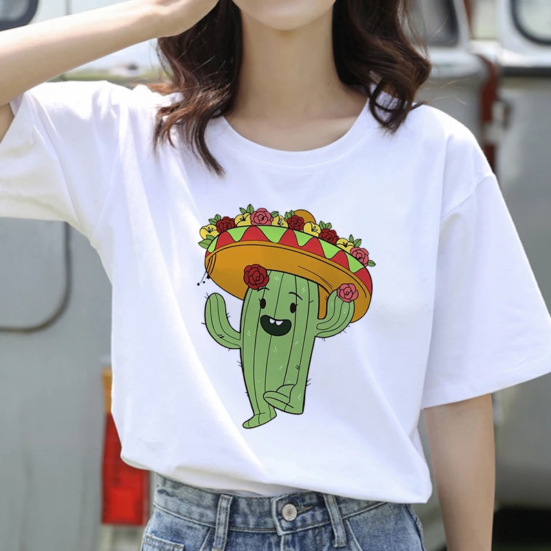 Cactus balloon print female T-shirt Harajuku graphic T-shirt short-sleeved white fashion personality T-shirt
Cactus balloon print female T-shirt Harajuku graphic T-shirt short-sleeved white fashion personality T-shirt