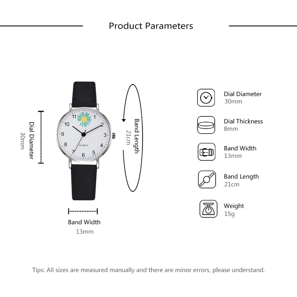 New Daisy Flower Watch Women Girls PU Leather Strap Quartz Casual Analog Arabic Numerals Wristwatches Jewelry Gifts dropshipping
New Daisy Flower Watch Women Girls PU Leather Strap Quartz Casual Analog Arabic Numerals Wristwatches Jewelry Gifts dropshipping