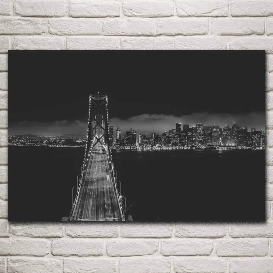 Cool golden bridge skyline bw monochrome lights city scenery posters on the wall picture home living room decoration KP523
Cool golden bridge skyline bw monochrome lights city scenery posters on the wall picture home living room decoration KP523