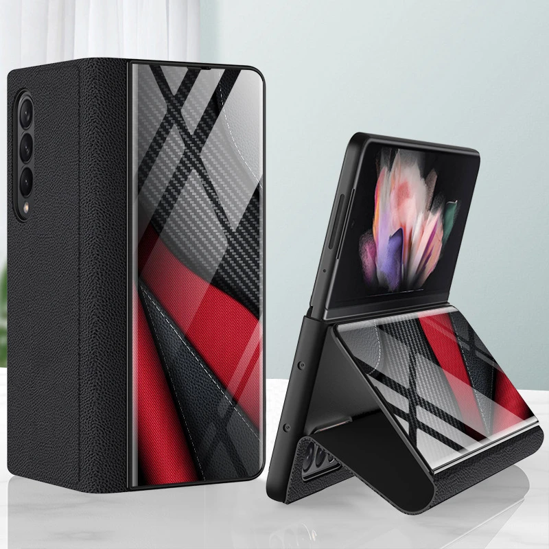 Leather Flip Case For Samsung Galaxy Z Fold3 5G Phone Cover Printed Tempered Glass Full Protection Case for Z Fold 3 
Leather Flip Case For Samsung Galaxy Z Fold3 5G Phone Cover Printed Tempered Glass Full Protection Case for Z Fold 3