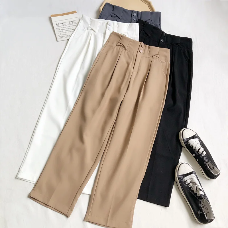 Fitaylor Spring Autumn Women Casual Buttons Zipper High Waist Suit Pants Office Lady Solid Color Straight Wide Leg Pants
Fitaylor Spring Autumn Women Casual Buttons Zipper High Waist Suit Pants Office Lady Solid Color Straight Wide Leg Pants