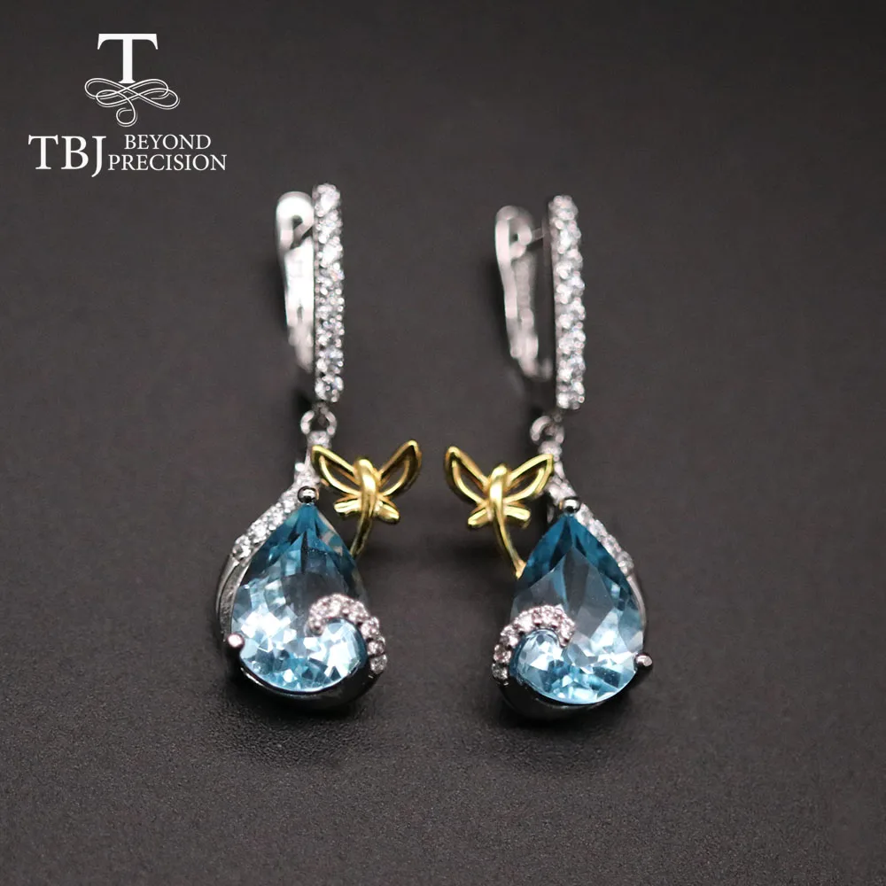 TBJ новый дизайн бабочка застежка серьги натуральные бразильские 10ct цвет