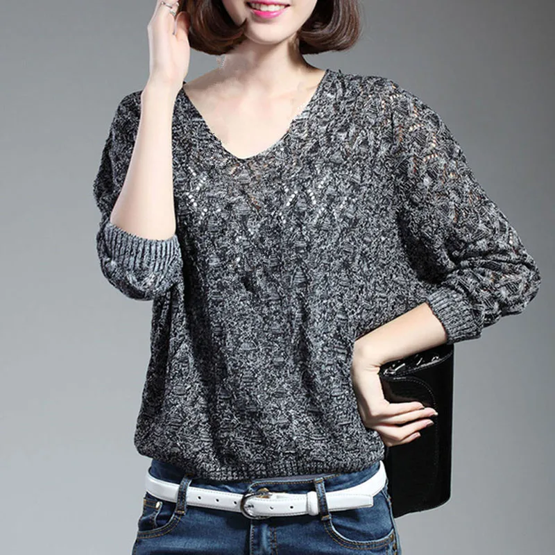 New Spring Women Pullovers Casual Tops V-Neck Loose Batwing Sleeve Hollow Out Thin Knitted Sweater Female Jersey Mujer
New Spring Women Pullovers Casual Tops V-Neck Loose Batwing Sleeve Hollow Out Thin Knitted Sweater Female Jersey Mujer
