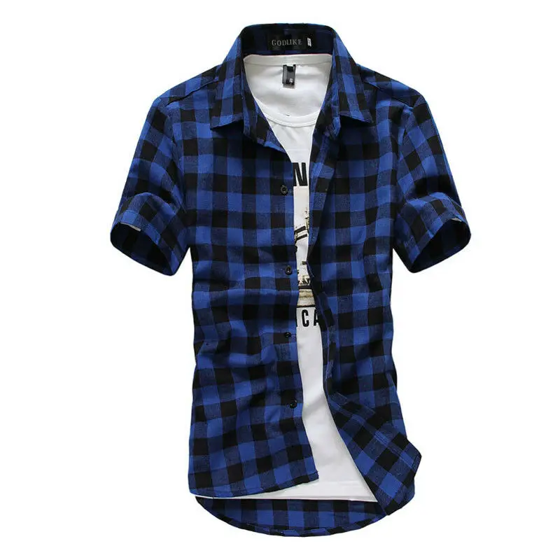 Summer Mens Fashion Shirts Plaid Short Sleeve Shirts Casual Shirts Black White Plaid Slim Shirt for Men Male
Summer Mens Fashion Shirts Plaid Short Sleeve Shirts Casual Shirts Black White Plaid Slim Shirt for Men Male