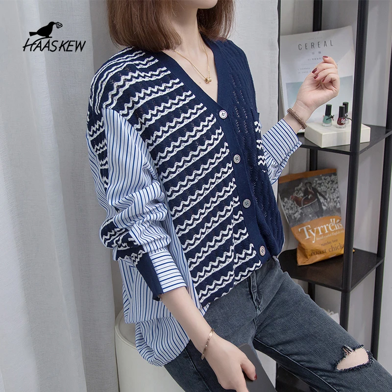 Women's Sweater Cardigan 2021 Oversized Stripe Contrast Color Loose Casual Long-Sleeved Contrast Color Knitted Women's Jacket
Women's Sweater Cardigan 2021 Oversized Stripe Contrast Color Loose Casual Long-Sleeved Contrast Color Knitted Women's Jacket