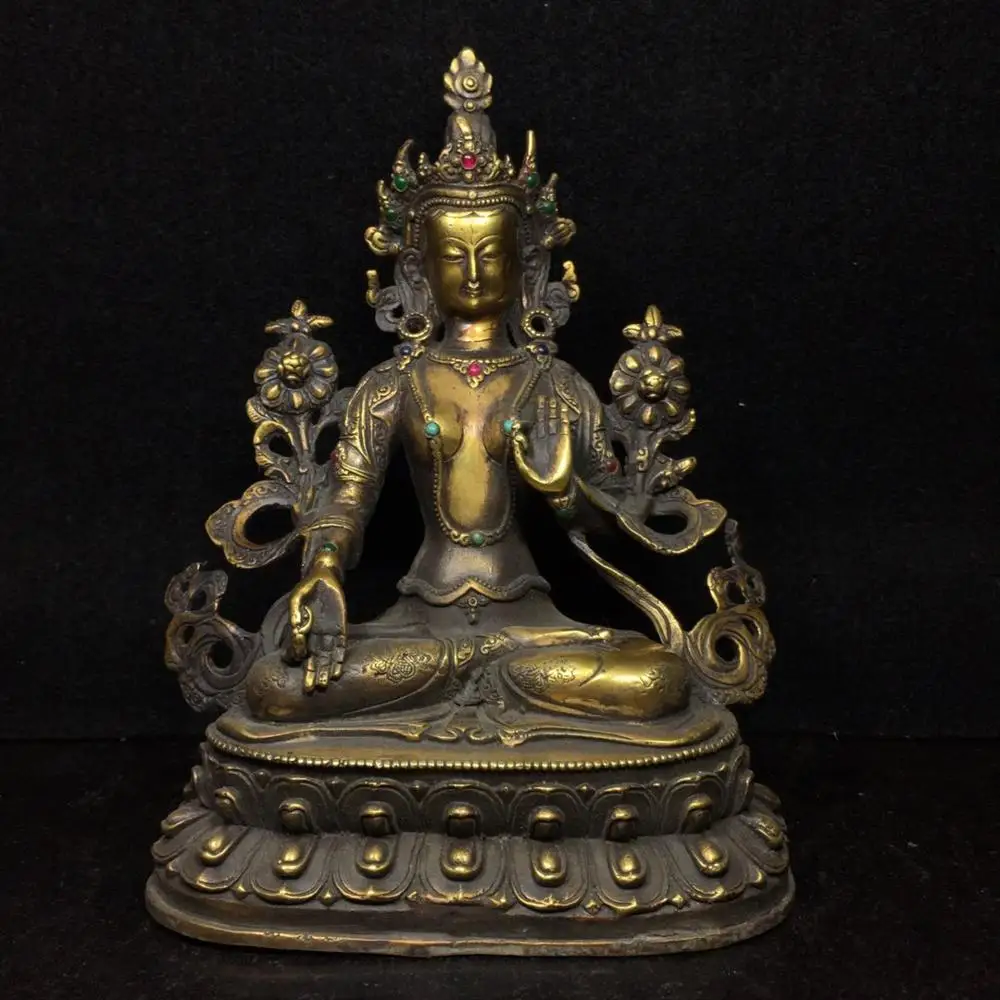Wedding Decoration 8" Tibetan Buddhism Bronze inlaid with gems White Mother Statue White Tara Buddha statue Dolma Galm statue
Wedding Decoration 8" Tibetan Buddhism Bronze inlaid with gems White Mother Statue White Tara Buddha statue Dolma Galm statue
