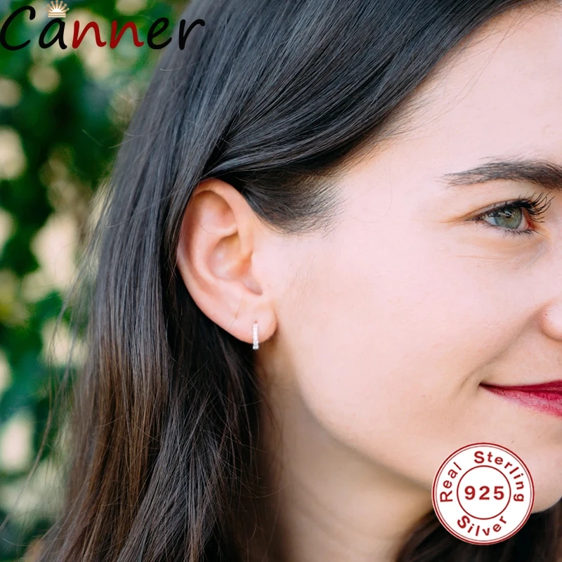 CANNER Real 925 Sterling Silver Stud Earring Trend Inlaid Round Zircon Shape Simple Fashion Silver Earring For Woman Gifts C8
CANNER Real 925 Sterling Silver Stud Earring Trend Inlaid Round Zircon Shape Simple Fashion Silver Earring For Woman Gifts C8