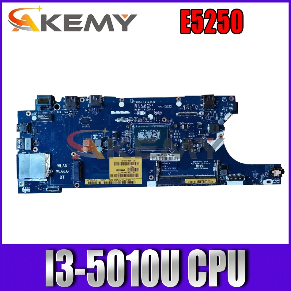 Akemy I3-5010U FOR DELL Latitude E5250 Laptop Motherboard ZAM60 LA-A893P 84J8X CN-0K56CW K56CW Mainboard 100%tested
Akemy I3-5010U FOR DELL Latitude E5250 Laptop Motherboard ZAM60 LA-A893P 84J8X CN-0K56CW K56CW Mainboard 100%tested