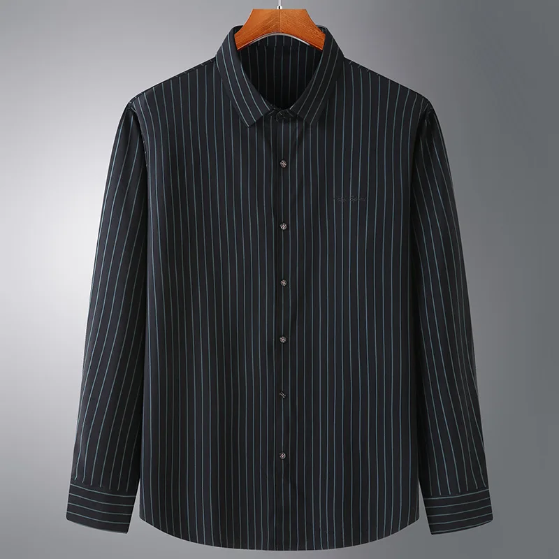 Big size men's business inch clothes fat man vertical stripes add fat to increase loose shirt fashion 
Big size men's business inch clothes fat man vertical stripes add fat to increase loose shirt fashion