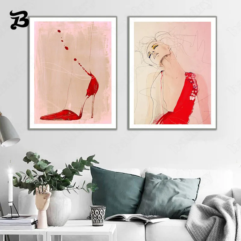 Abstract Woman Portrait Canvas Painting Line Wall Art Posters and Prints Fashion Woman Red High-Heeled Shoes Home Decoration
Abstract Woman Portrait Canvas Painting Line Wall Art Posters and Prints Fashion Woman Red High-Heeled Shoes Home Decoration