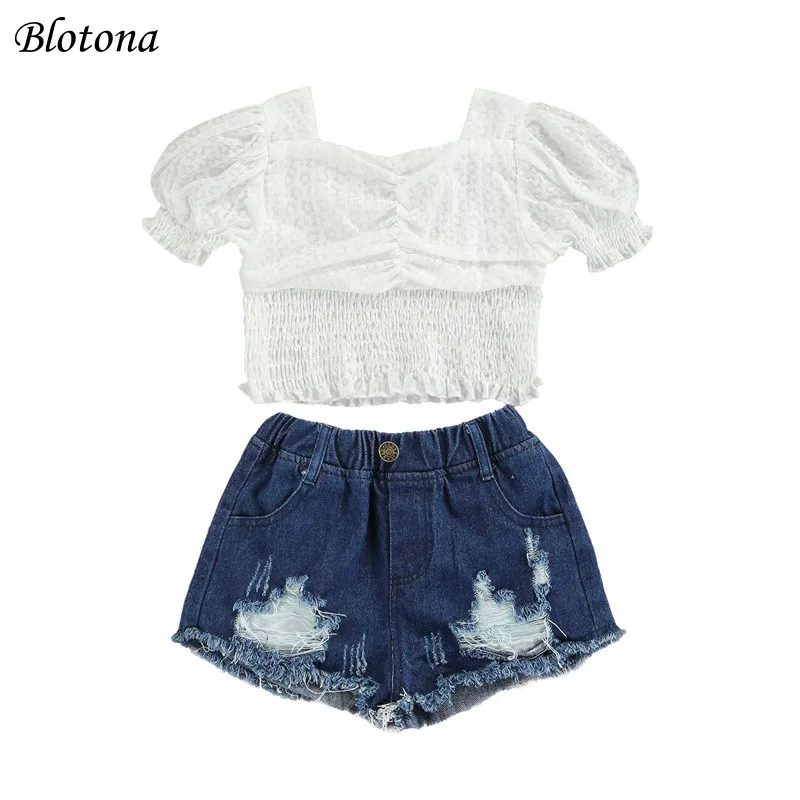 Однотонный комплект одежды для маленьких девочек, эластичный Топ с пышными рукавами и квадратным вырезом + рваные джинсы на пуговицах, на во...
Однотонный комплект одежды для маленьких девочек, эластичный Топ с пышными рукавами и квадратным вырезом + рваные джинсы на пуговицах, на во...