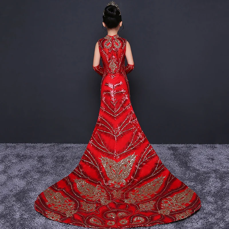 Fashion Embroidery Mermaid Dress Long Trailing Robe Sequined Beadings Flower Girl Dress For Birthday Party Catwalk
Fashion Embroidery Mermaid Dress Long Trailing Robe Sequined Beadings Flower Girl Dress For Birthday Party Catwalk