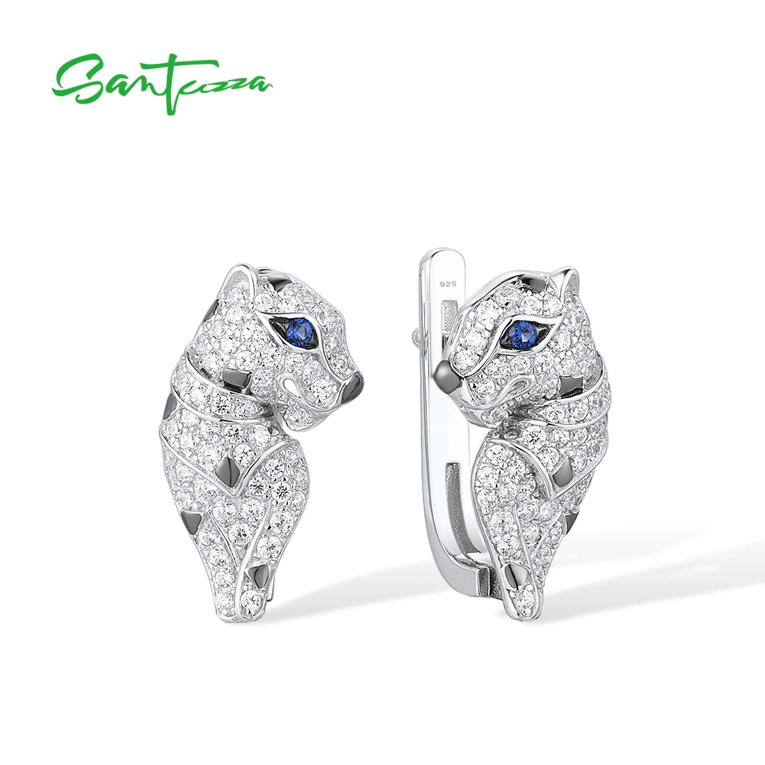 SANTUZZA 925 Sterling Silver Earrings For Women Sparkling Blue Nano CZ Leopard Earrings Unique Trendy Party Gifts Fine Jewelry
SANTUZZA 925 Sterling Silver Earrings For Women Sparkling Blue Nano CZ Leopard Earrings Unique Trendy Party Gifts Fine Jewelry
