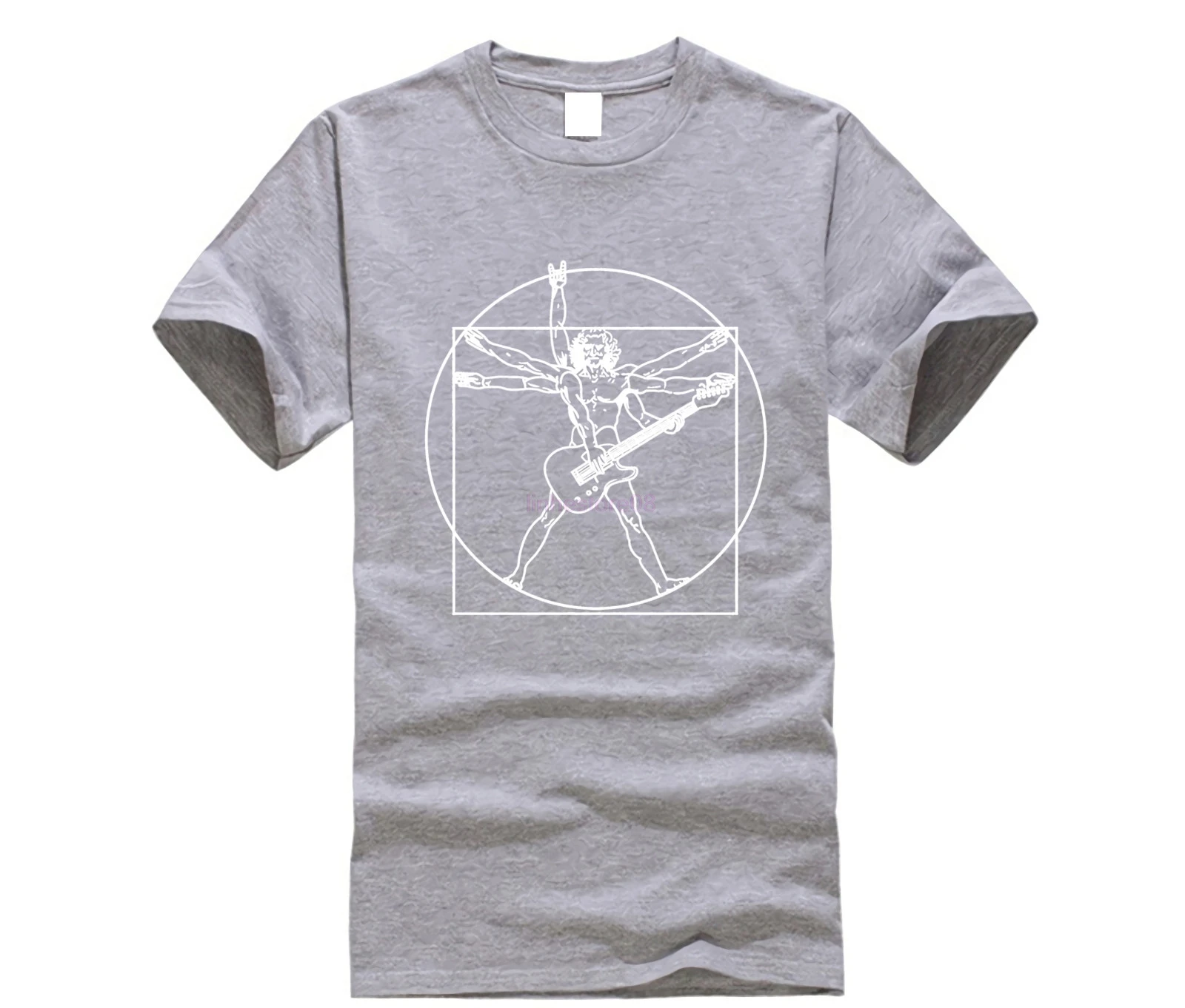 Vitruvian Guitarist Mens Funny Guitar T-shirt Electric Bass Acoustic Amp Player Men and Women Tees Phiking Print | Мужская одежда