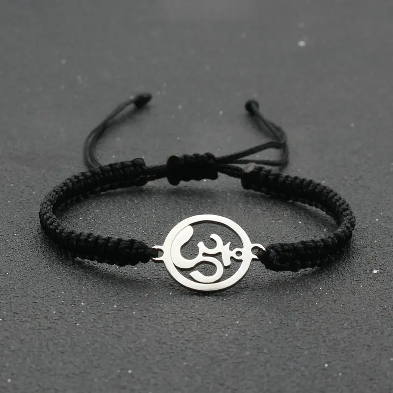 Handmade Braided Adjustable Rope Chain Bracelets Stainless Steel Round OM Symbol Amulet Charm Bracelet Men Women Lucky Jewelry
Handmade Braided Adjustable Rope Chain Bracelets Stainless Steel Round OM Symbol Amulet Charm Bracelet Men Women Lucky Jewelry