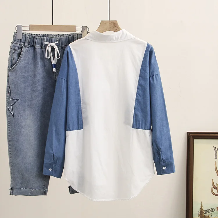Women's Clothing Blouses&Shirts Plus Size Spring 2021 Fashion Casual Tencel Denim Color Contrast Tops Camisa De Las Mujeres
Women's Clothing Blouses&Shirts Plus Size Spring 2021 Fashion Casual Tencel Denim Color Contrast Tops Camisa De Las Mujeres