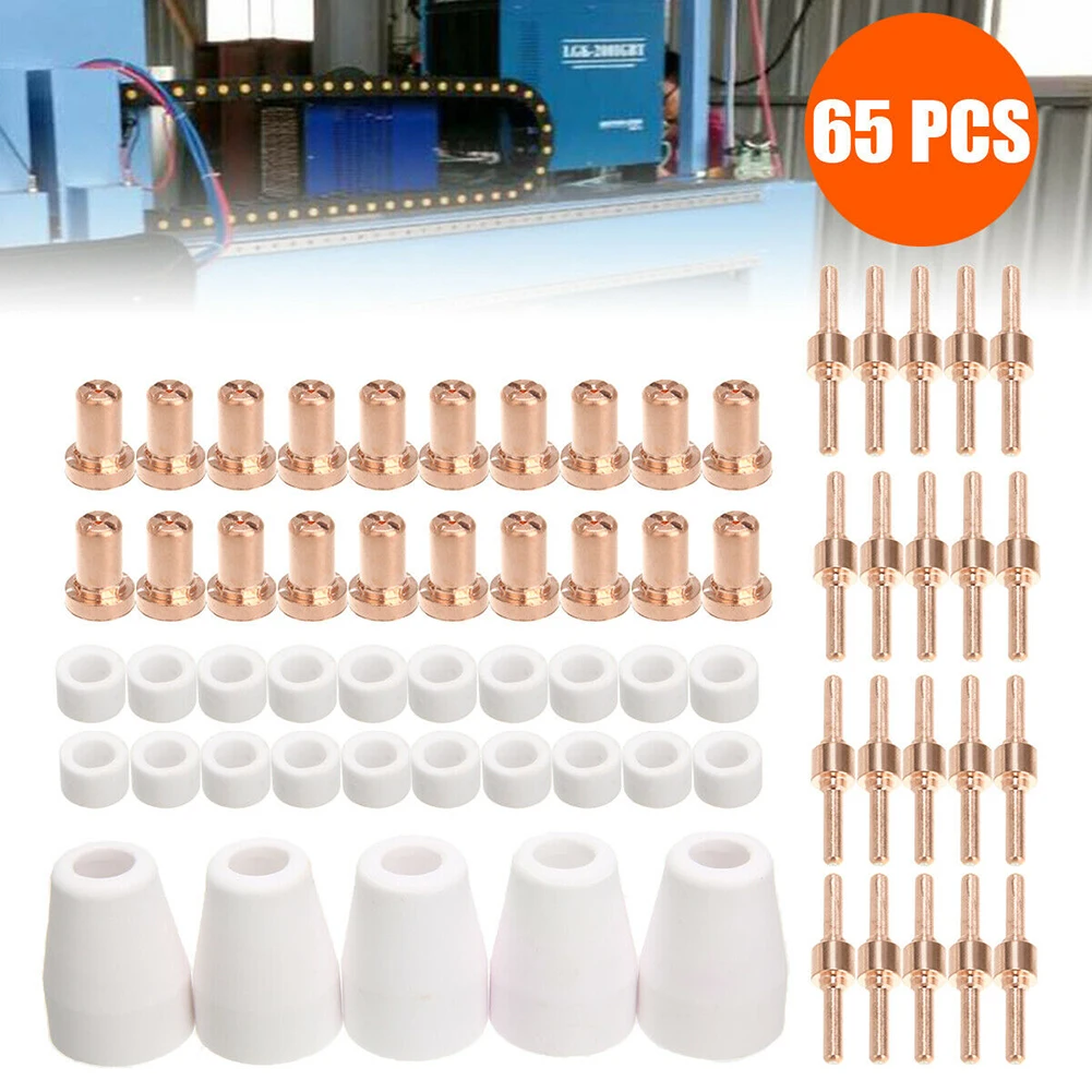 65Pcs Plasma Cutter Tip Electrodes & Nozzles Kit Consumable Accessories For PT31 CUT 30 40 50 Plasma Cutter Welding Tools
65Pcs Plasma Cutter Tip Electrodes & Nozzles Kit Consumable Accessories For PT31 CUT 30 40 50 Plasma Cutter Welding Tools