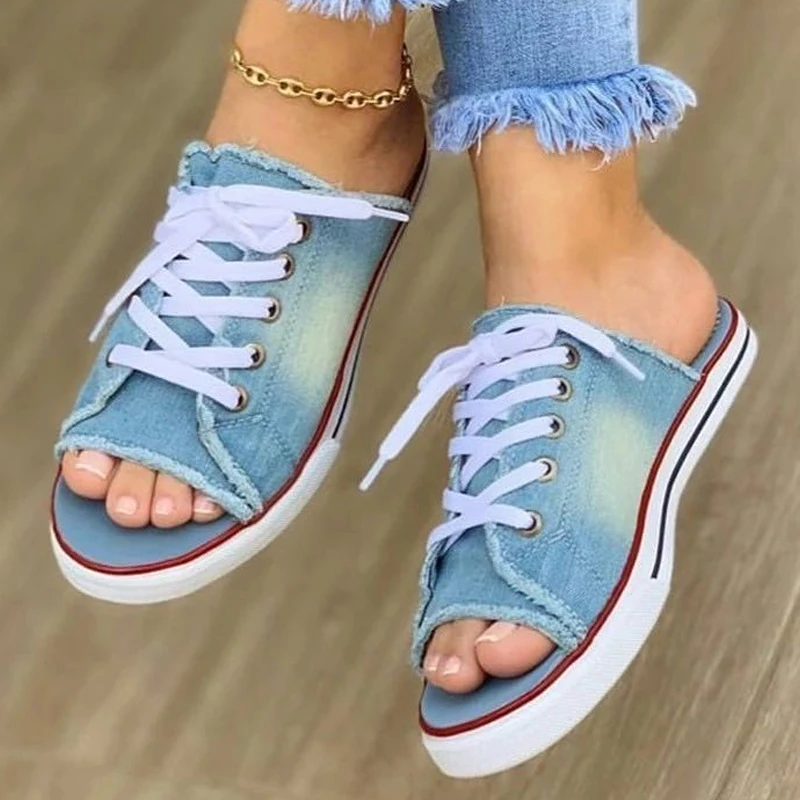 2021 Fashion Women Canvas Sandals Breathable Summer Slippers Lace Up Open Toe Ladies Faux Denim Flat Shoes
2021 Fashion Women Canvas Sandals Breathable Summer Slippers Lace Up Open Toe Ladies Faux Denim Flat Shoes