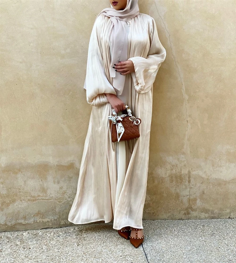 Новое блестящее мягкое мусульманское платье Eid Djellaba Abaya Дубай с пышными рукавами