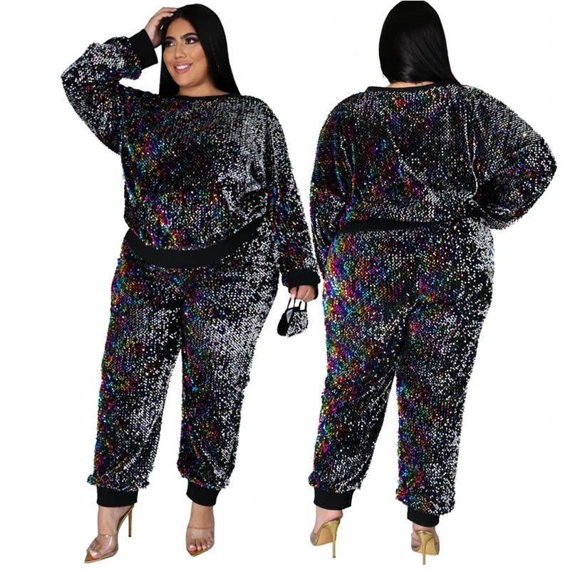 2022 Plus Size Clothing Two Piece Set Long Sleeve Pullover Tops Party Sequin Sexy Outfits Pant Suits Dropshipping Wholesale
2022 Plus Size Clothing Two Piece Set Long Sleeve Pullover Tops Party Sequin Sexy Outfits Pant Suits Dropshipping Wholesale