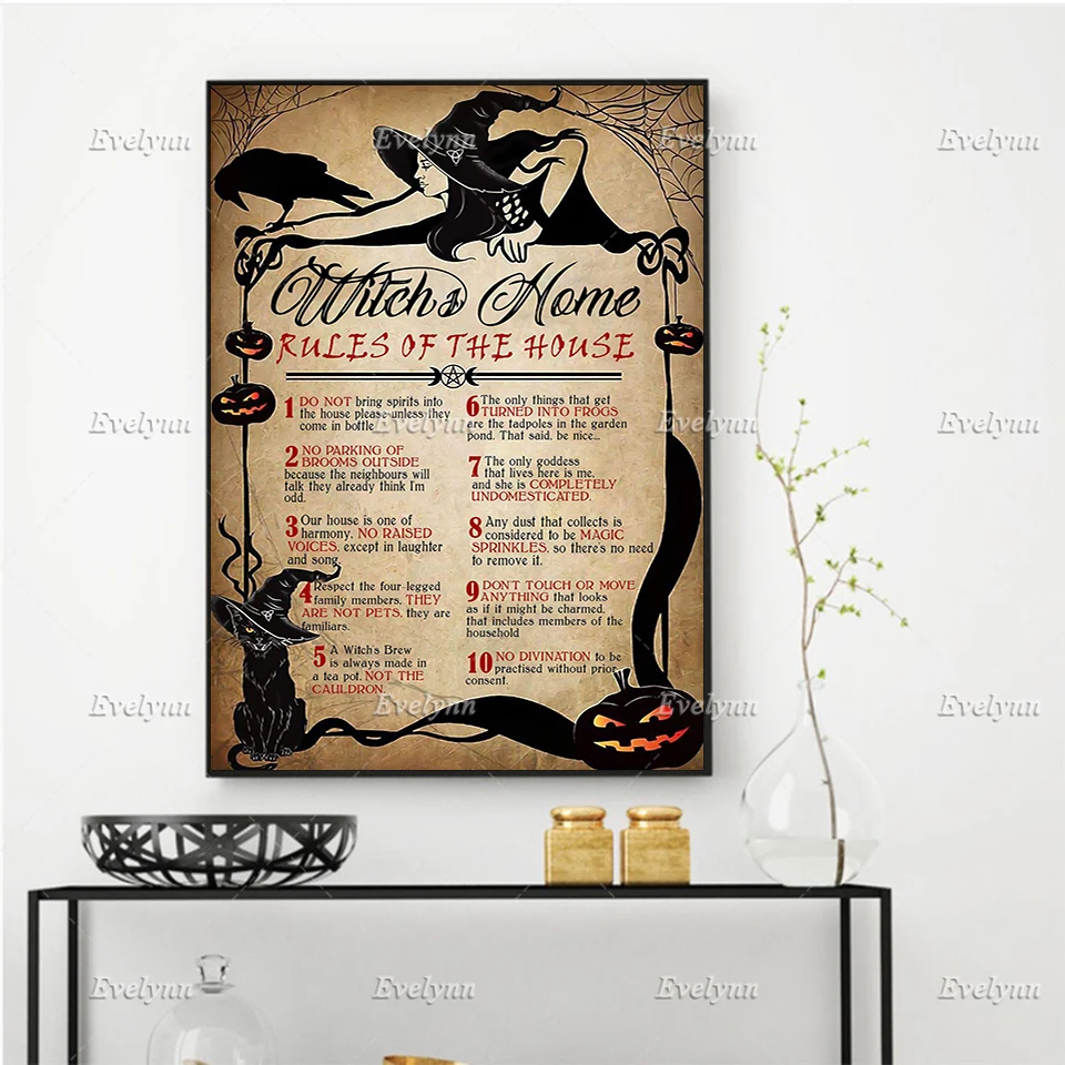 Cat Witch'S Home Rules Of The House Poster Living Room Decoration Home Decor Canvas Wall Art Prints Unique Gift Floating Frame
Cat Witch'S Home Rules Of The House Poster Living Room Decoration Home Decor Canvas Wall Art Prints Unique Gift Floating Frame