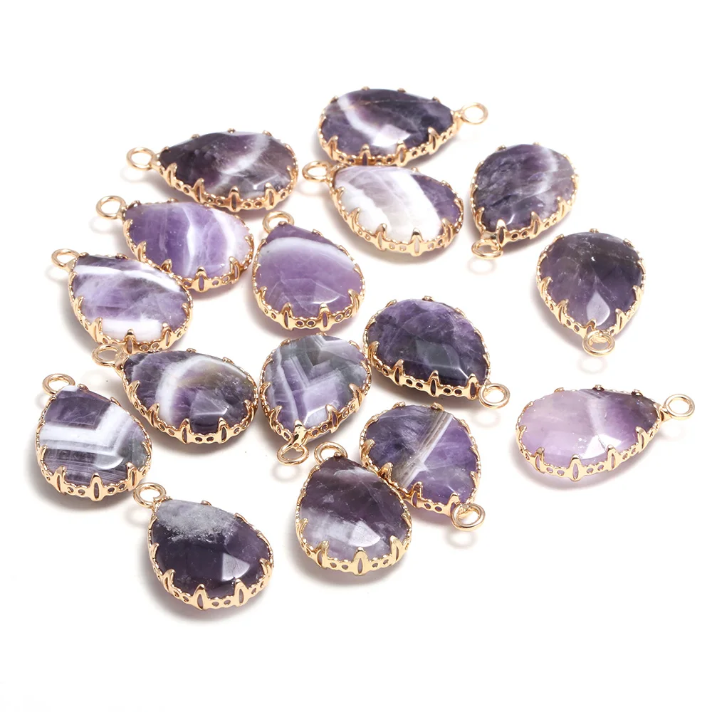 2pcs Drop-Shaped Faceted Natural Stone Amethysts Pendants Making for Jewelry Charm Necklace Accessories Women Gift Size 13x23mm
2pcs Drop-Shaped Faceted Natural Stone Amethysts Pendants Making for Jewelry Charm Necklace Accessories Women Gift Size 13x23mm