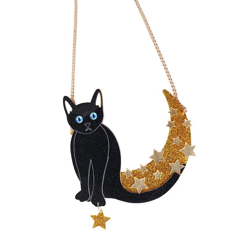 Ожерелье-чокер женское, акриловое, с котом, луной, звездой
Ожерелье-чокер женское, акриловое, с котом, луной, звездой