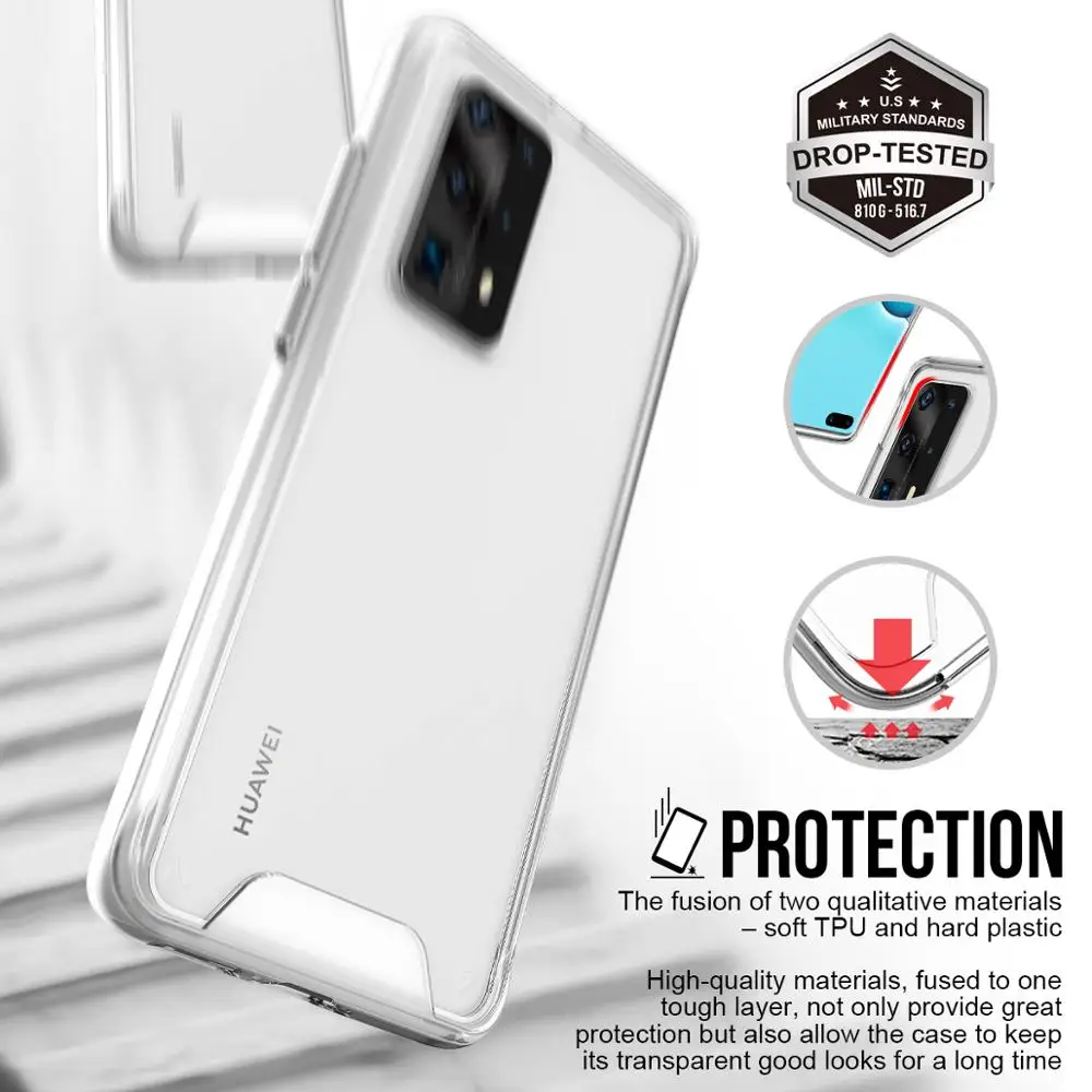Прозрачный противоударный армированный чехол для Huawei P40 P30 P20 Pro Mate 40 Plus Y5P Y6P Y7P 2020