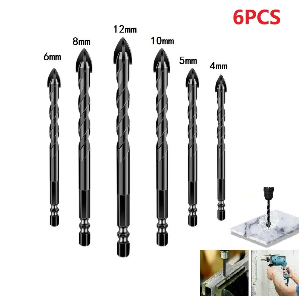 6pcs Cross Tile Bits Glass Ceramic Concrete Hole Opener Alloy 1/4\" Hex Shank 4-12mm For Ceramics, Granite, Tiles, Stone
6pcs Cross Tile Bits Glass Ceramic Concrete Hole Opener Alloy 1/4\" Hex Shank 4-12mm For Ceramics, Granite, Tiles, Stone