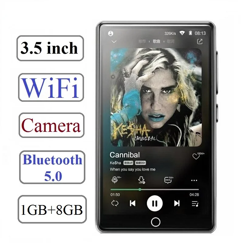 BENJIE C11 WiFi Bluetooth MP4 Player 3.5 inch Full Touch Screen 8GB Audio With Speaker Camera FM Recording E-book Video | Электроника