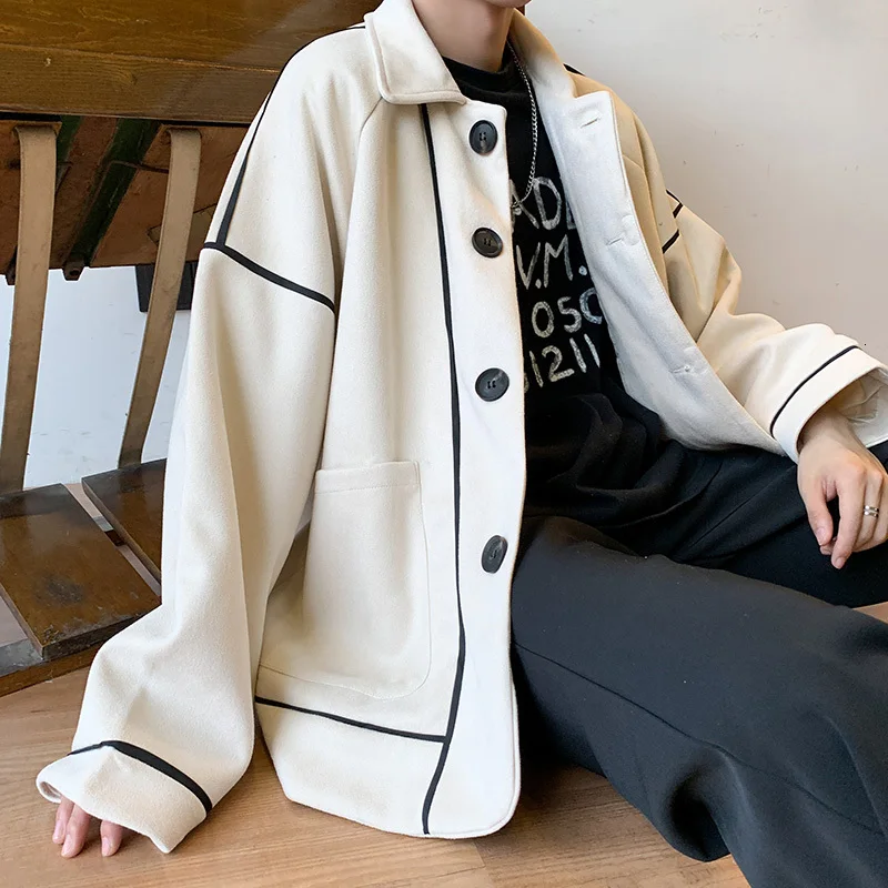 Autumn And Winter New Lapel Casual Fashion Loose Pocket Single Row Buckle College Style Men's Jacket Masculina
Autumn And Winter New Lapel Casual Fashion Loose Pocket Single Row Buckle College Style Men's Jacket Masculina