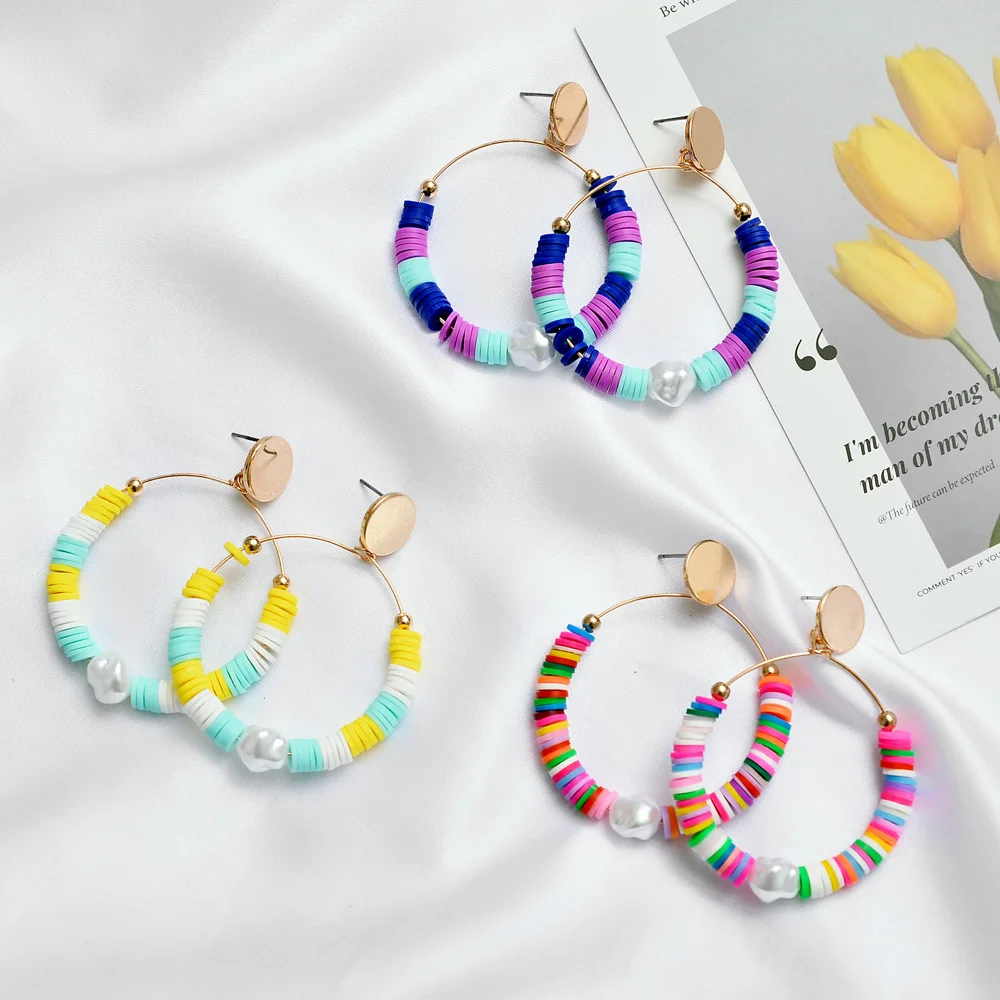 Boho Soft Pottery Drop Earrings Fashion Ethnic Long Clay Metal Round Hoops Dangle Earring For Women Girls Party Gift Jewelry
Boho Soft Pottery Drop Earrings Fashion Ethnic Long Clay Metal Round Hoops Dangle Earring For Women Girls Party Gift Jewelry
