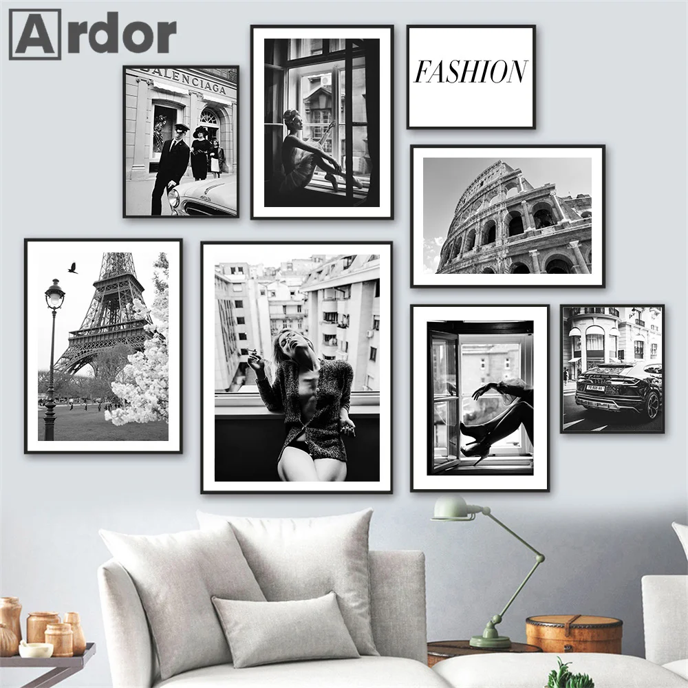 Fashion Paris Tower Vintage Girl Black White Wall Art Painting on Canvas Nordic Poster And Print Wall Pictures Living Room Decor
Fashion Paris Tower Vintage Girl Black White Wall Art Painting on Canvas Nordic Poster And Print Wall Pictures Living Room Decor