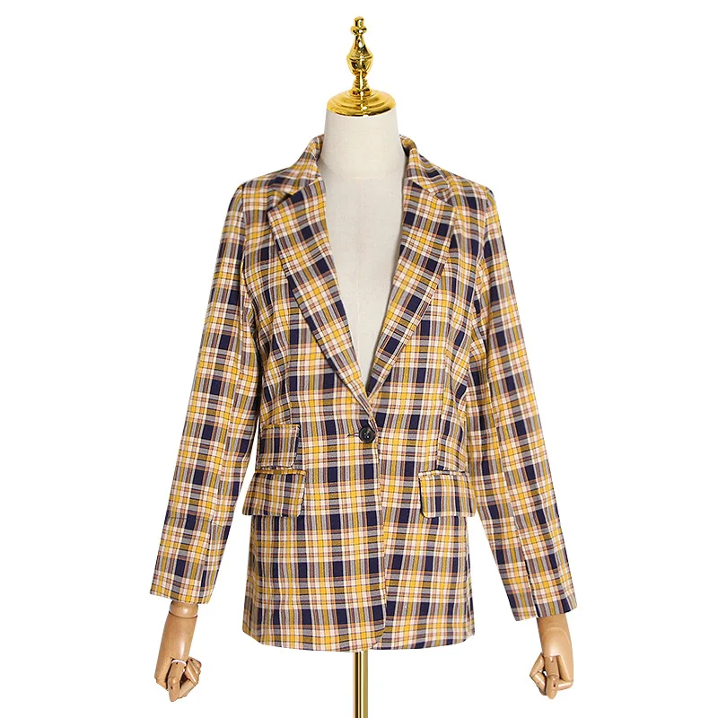 Early spring 2021 British bump color stitching plaid long-sleeved blouse street female suit coat
Early spring 2021 British bump color stitching plaid long-sleeved blouse street female suit coat