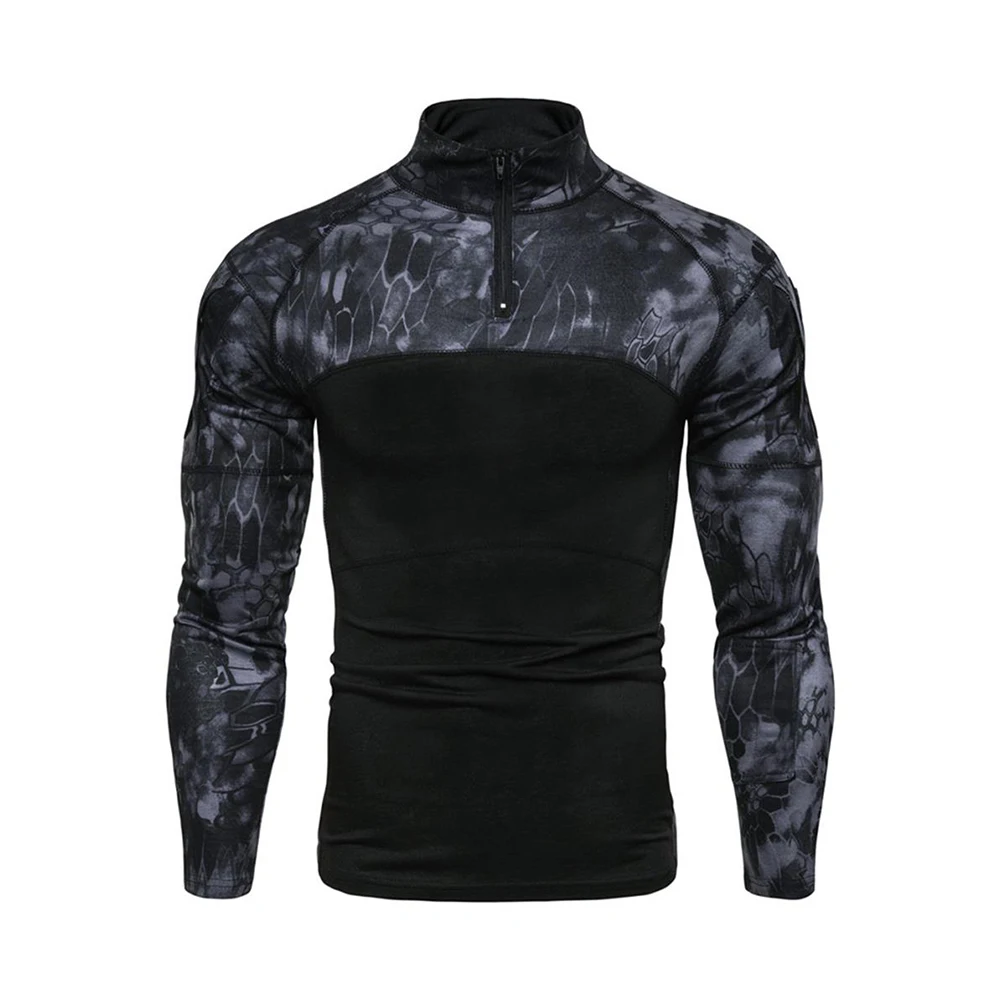 Patchwork T-Shirts Half Open Collar Slim Men Long Sleeve Sport Zip Military Army Winter Spring Camouflage T-Shirt Gym Outerwear
Patchwork T-Shirts Half Open Collar Slim Men Long Sleeve Sport Zip Military Army Winter Spring Camouflage T-Shirt Gym Outerwear