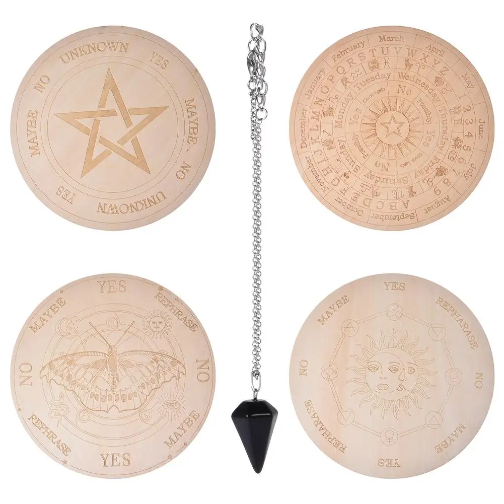 Wooden Pendulum Board Round Shape Star Pendulum Board Dowsing Divination Pendulum Witchcraft Altar Supplies Metaphysical Message
Wooden Pendulum Board Round Shape Star Pendulum Board Dowsing Divination Pendulum Witchcraft Altar Supplies Metaphysical Message