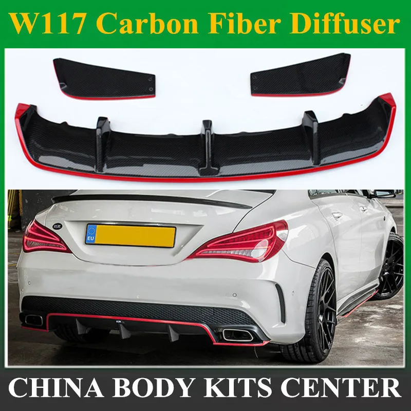 Задний диффузор красного цвета из углеродного волокна для Mercedes Benz CLA W117 CLA180 CLA200